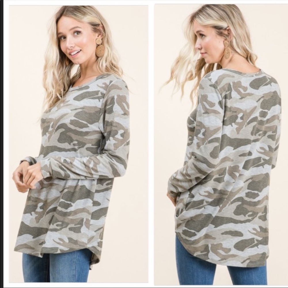 Long sleeved Camo raglan top